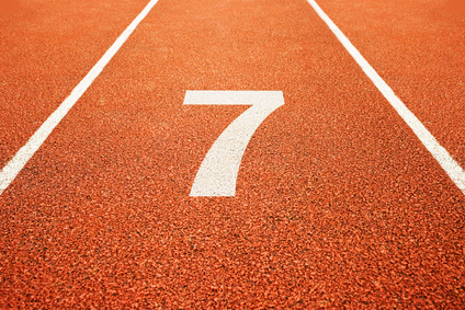 number seven on running track